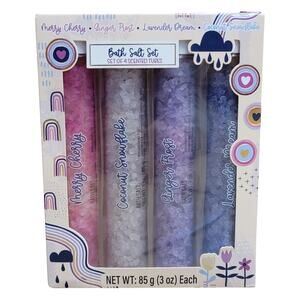 Bath Salt Set of 4 3 oz Cherry Coconut Lavender Ginger Gift Mothers Day Birthday